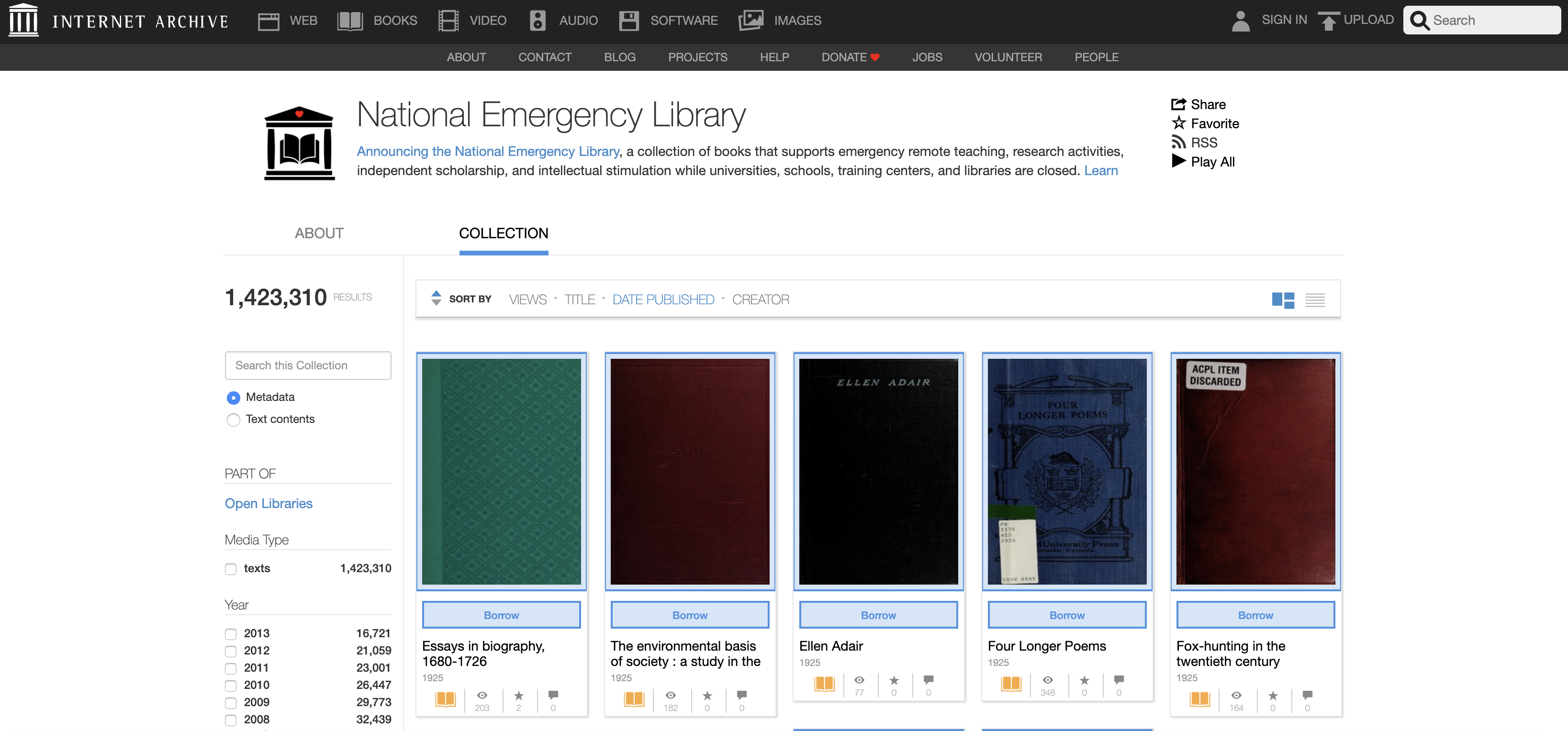Ebook loans without a wait list are available during the pandemic at the National Emergency Library.